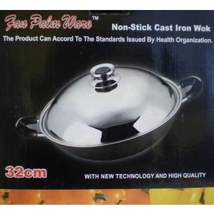 FAN PALM WARE - NON-STICK CAST IRON WOK (34CM)