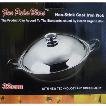 FAN PALM WARE - NON-STICK CAST IRON WOK 32CM